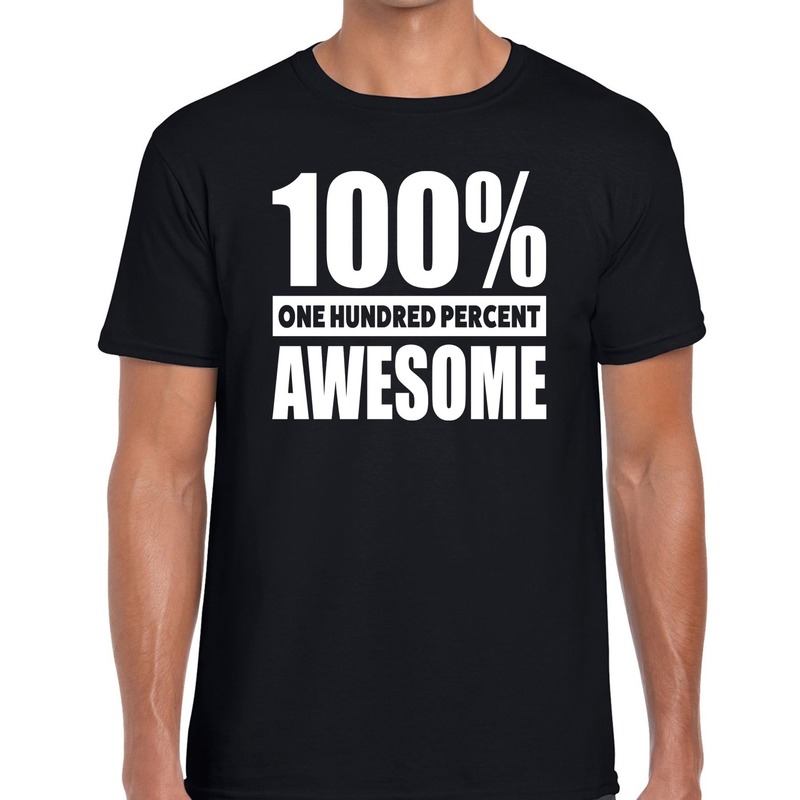 100 procent awesome tekst t-shirt zwart voor heren