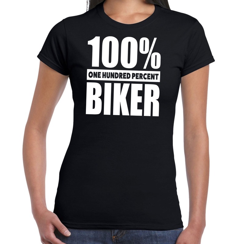 100 procent biker/ motorrijder t-shirt zwart voor dames