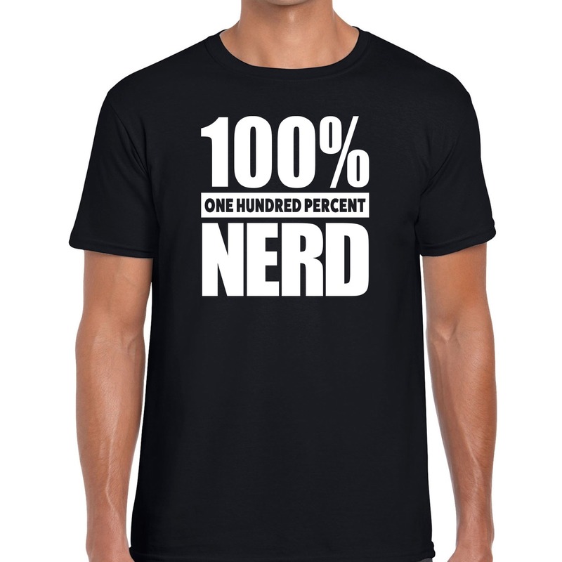 100 procent nerd tekst t-shirt zwart voor heren