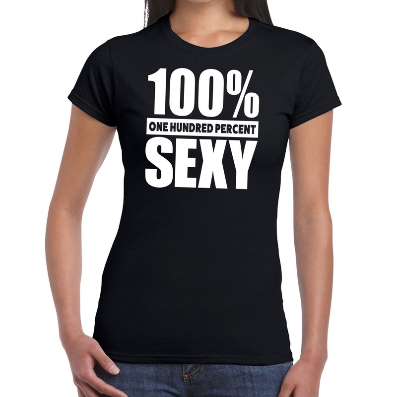 100 procent sexy tekst t-shirt zwart voor dames