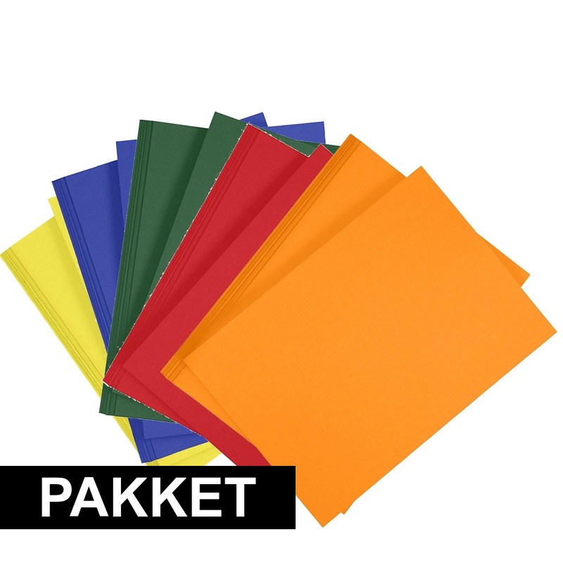 10x A4 hobby karton geel/donkergroen/blauw/oranje/rood