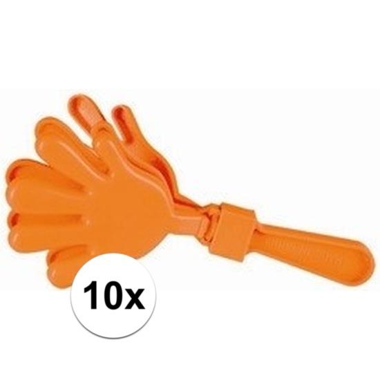 10x Handklappers oranje 23.5 cm