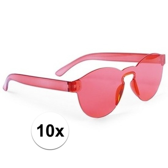 10x Rode verkleed zonnebrillen voor volwassenen