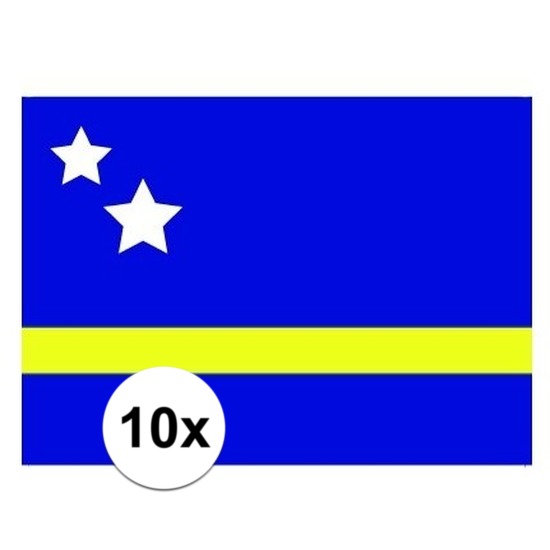 10x stuks Vlag van Curacao plakstickers