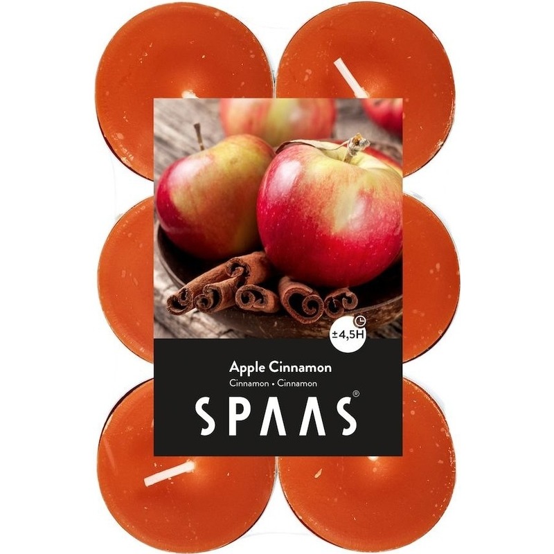 12x Geurtheelichtjes Apple Cinnamon-oranje 4,5 branduren
