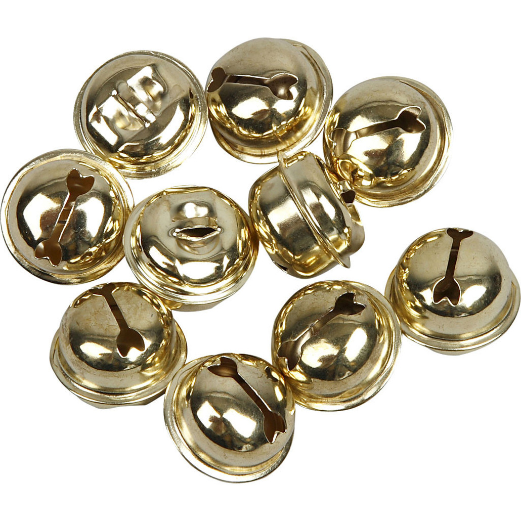 12x Gouden metalen belletjes 13-15-17 mm met oog hobby-knutsel benodigdheden