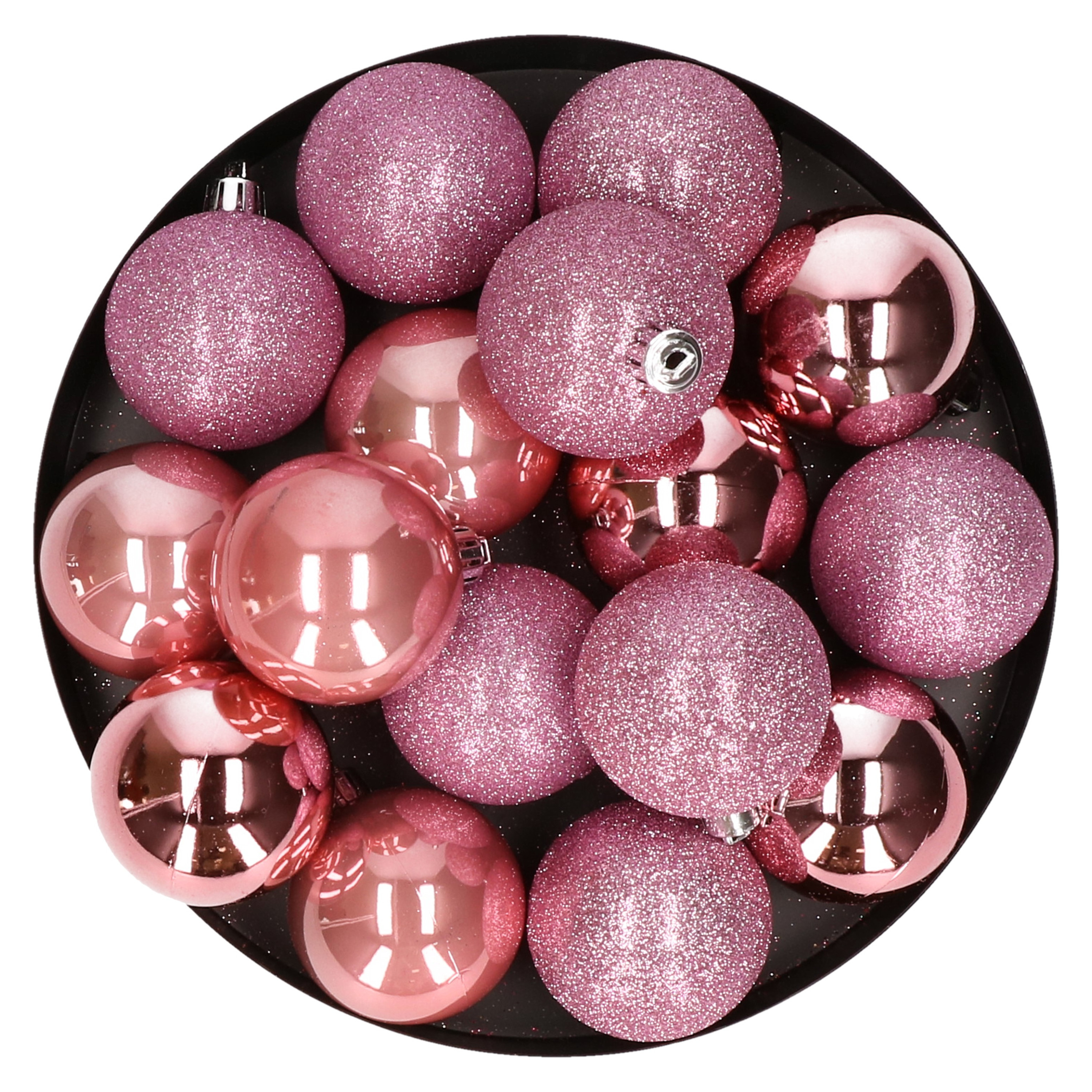 12x Roze kerstballen 6 cm kunststof mat-glans