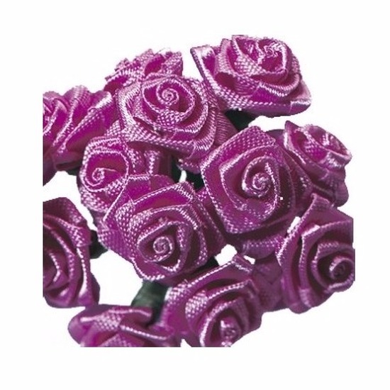 12x stuks donker roze roosjes van satijn 12 cm