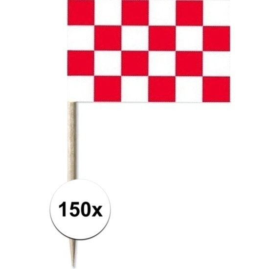 150x Cocktailprikkers Brabant 8 cm vlaggetje provincie decoratie