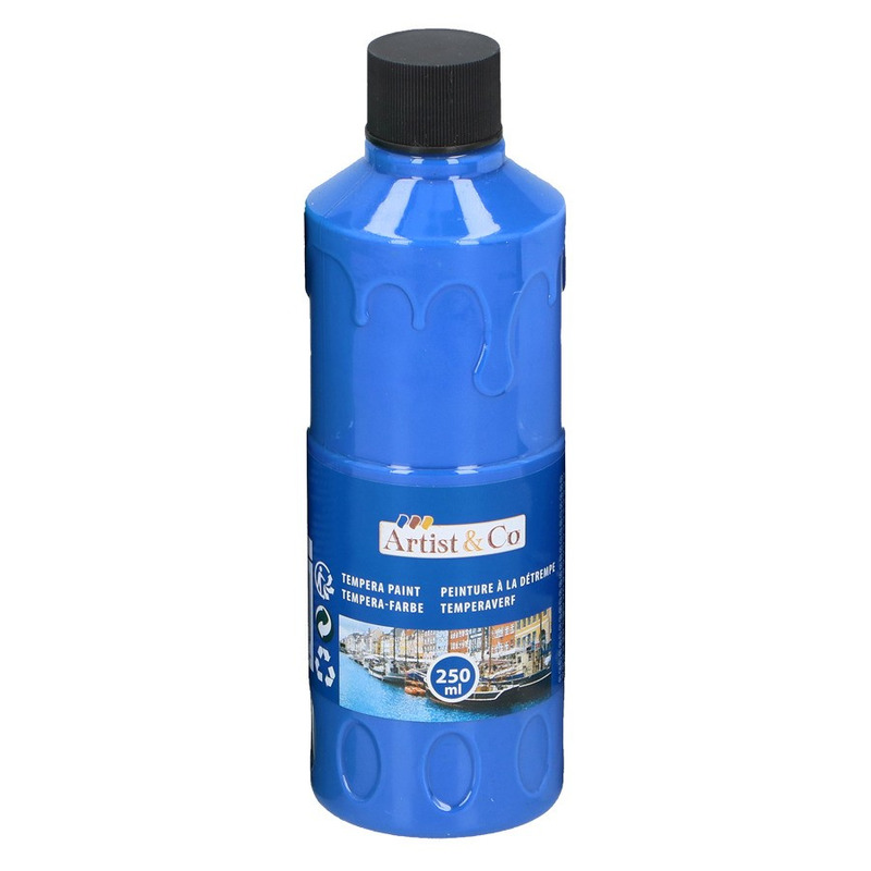 1x Acrylverf-temperaverf fles blauw 250 ml
