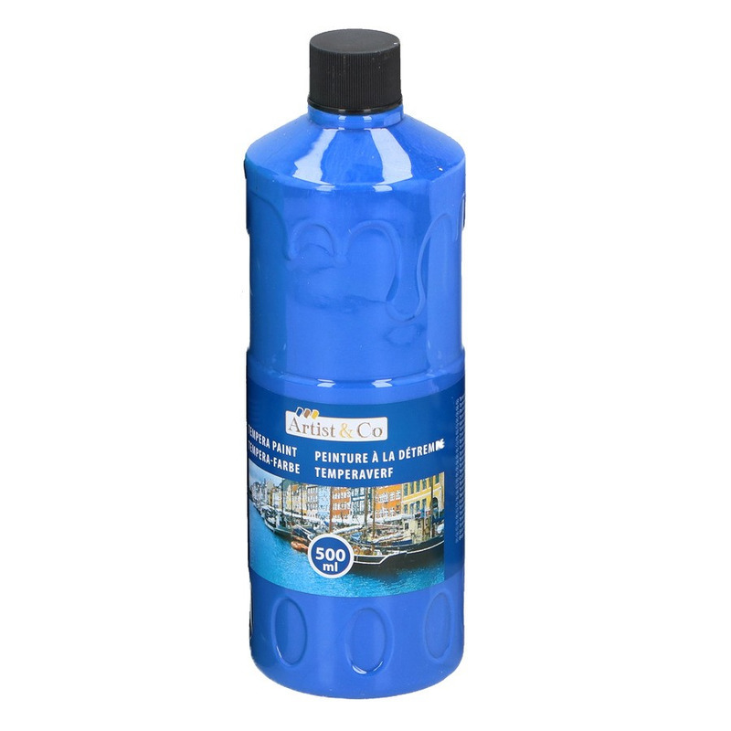 1x Acrylverf-temperaverf fles blauw 500 ml