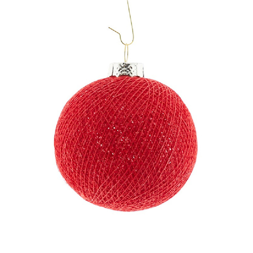 1x Rode Cotton Balls kerstballen 6,5 cm kerstboomversiering