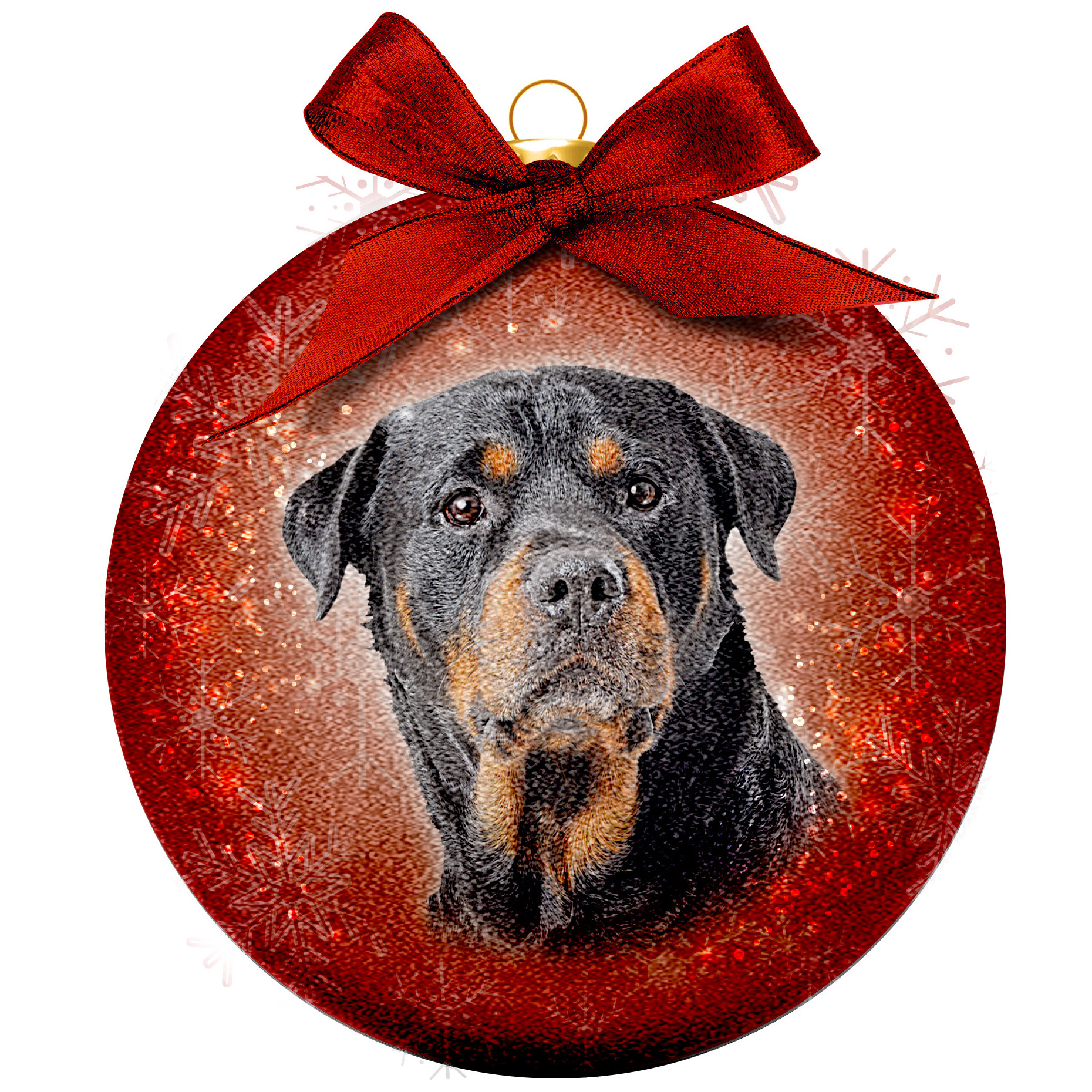 1x Rode kunststof dieren kerstballen met Rottweiler hond 8 cm