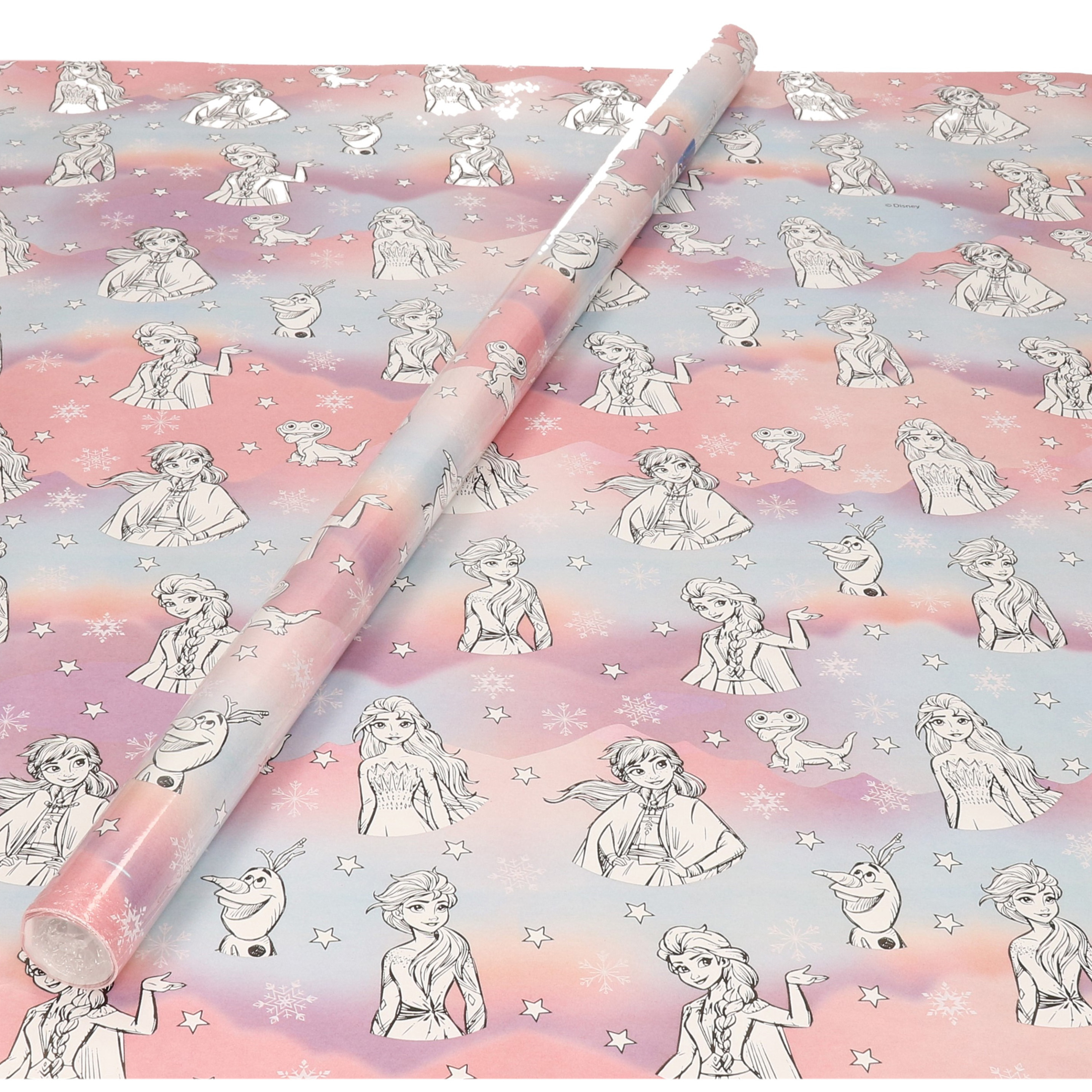 1x Rollen Inpakpapier/cadeaupapier Disney Frozen roze/paars 200 x 70 cm