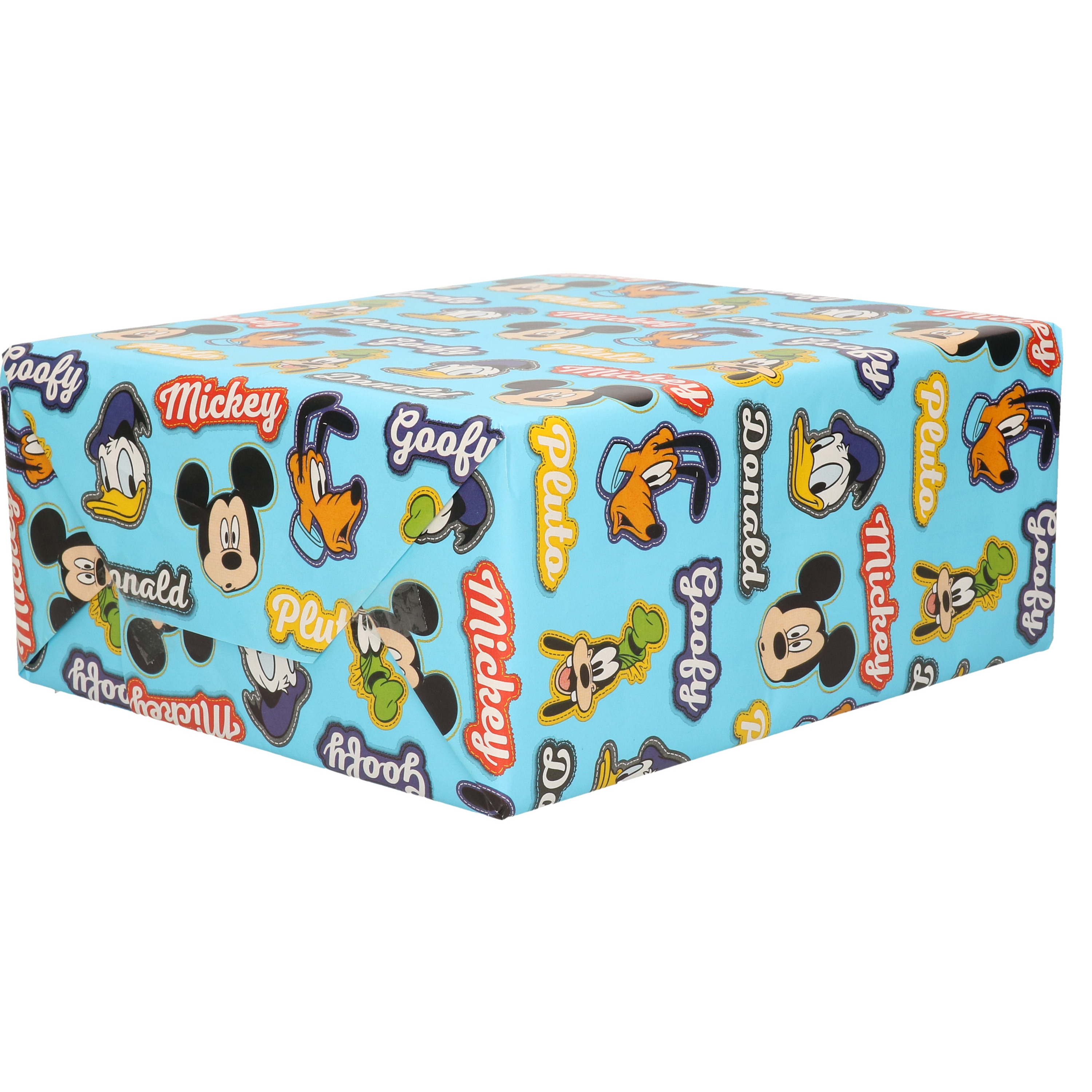 1x Rollen Inpakpapier/cadeaupapier Disney Mickey Donald Pluto blauw 200 x 70 cm