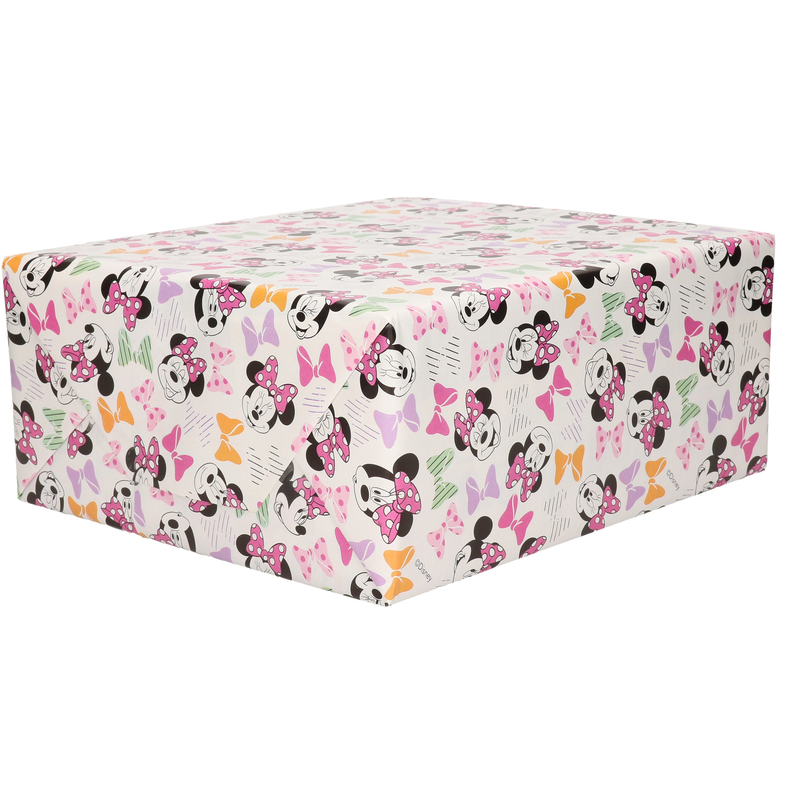 1x Rollen inpakpapier-cadeaupapier Disney Minnie Mouse met haar strikjes roze 200 x 70 cm