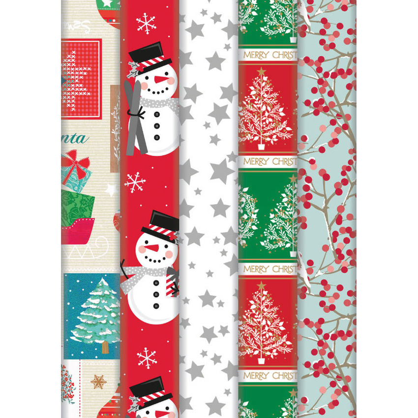 1x Rollen Kerst inpakpapier-cadeaupapier wit met grijze sterren print 2 x 0,7 meter
