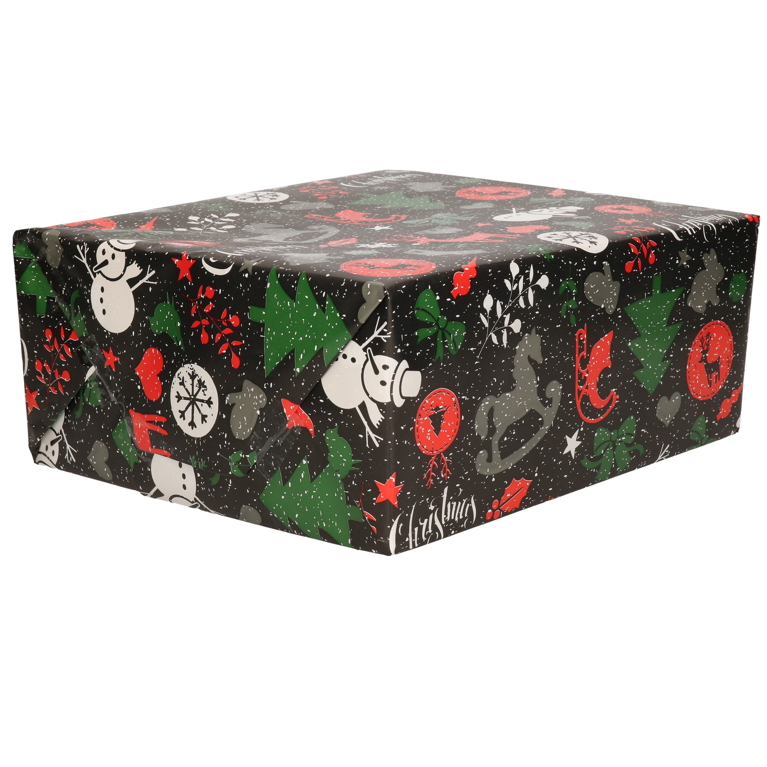 1x Rollen Kerst inpakpapier-cadeaupapier zwart 2,5 x 0,7 meter