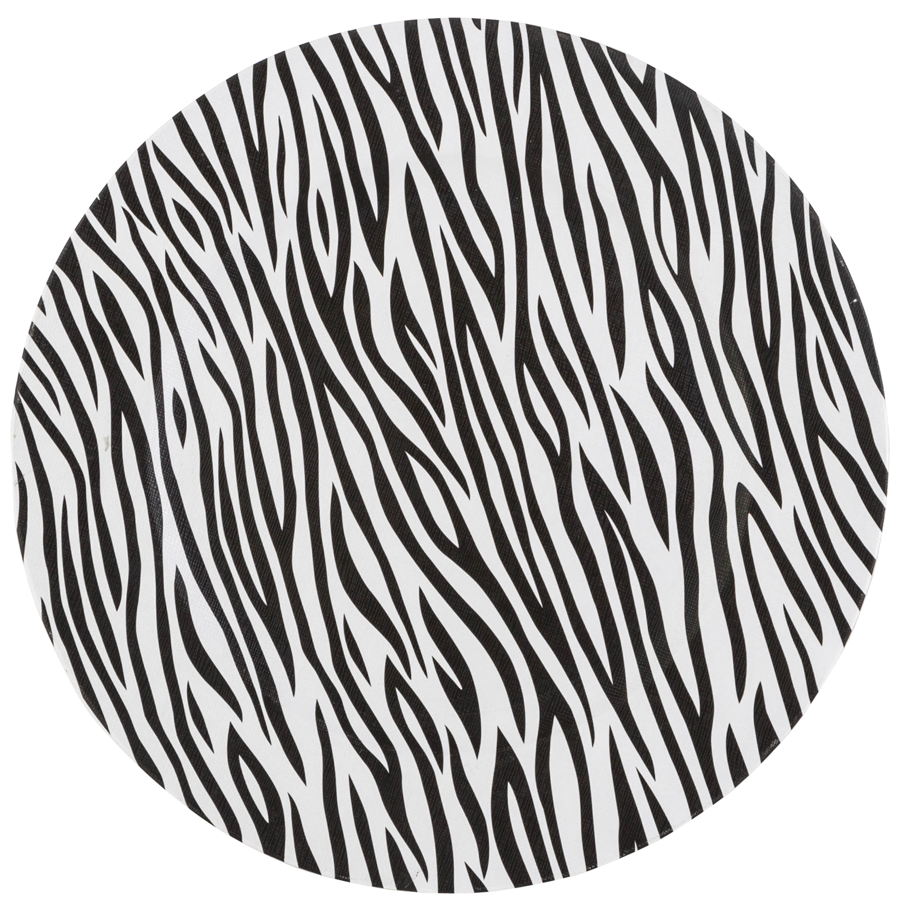 1x Ronde kaarsenborden-onderborden zebraprint 33 cm