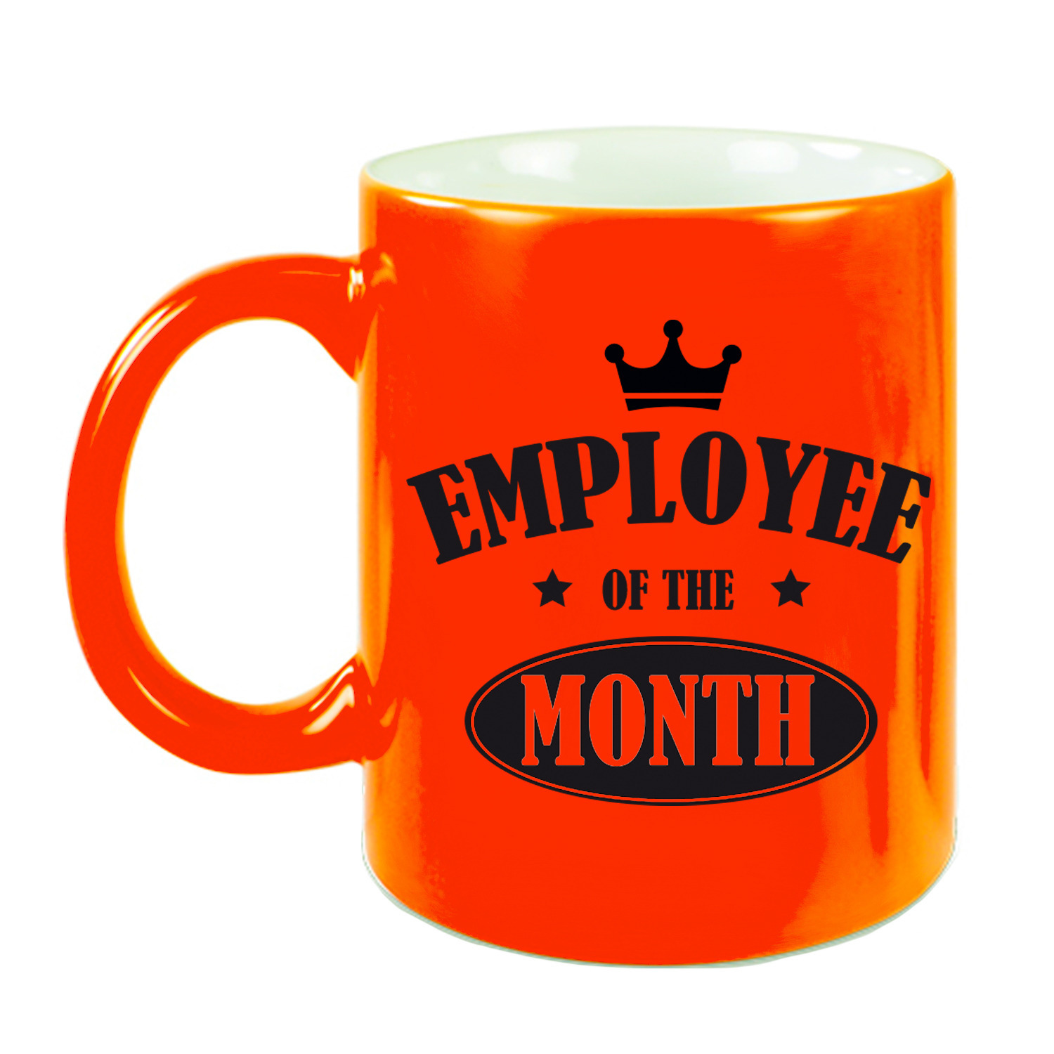 1x stuks collega cadeau mok-beker neon oranje employee of the month