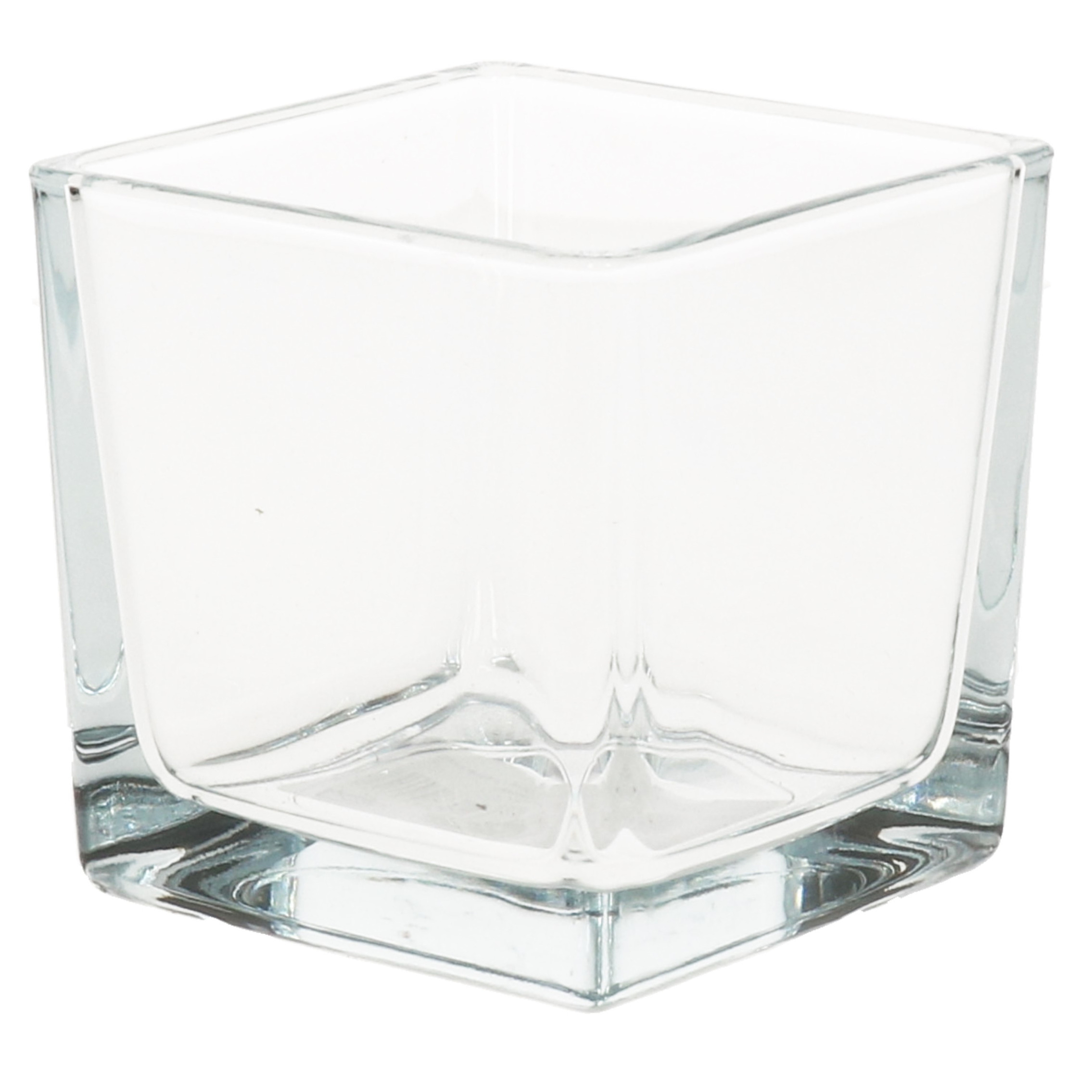 1x Waxinelichtjes/theelichtjes kaarsenhouders kubusvormig 8 x 8 cm