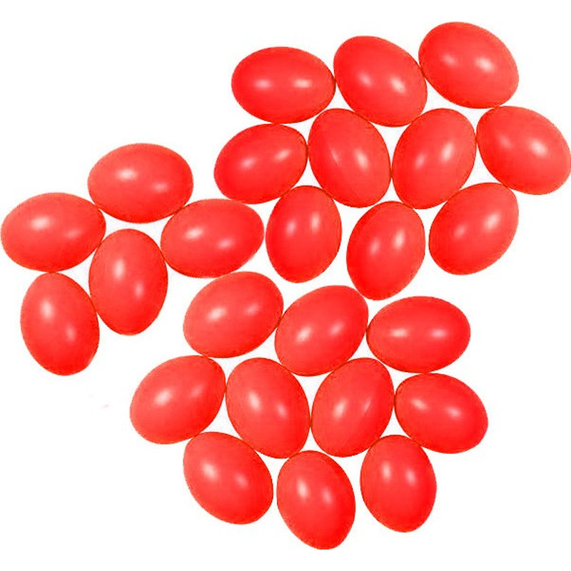 25x Rode kunststof eieren decoratie 6 cm hobby