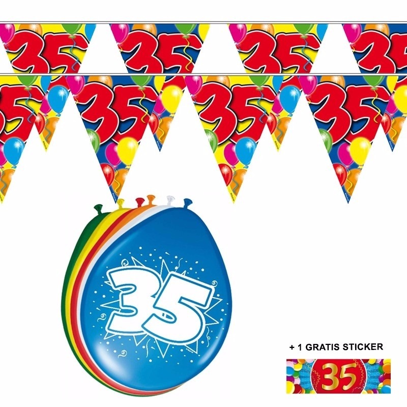 2x 35 jaar vlaggenlijn + ballonnen