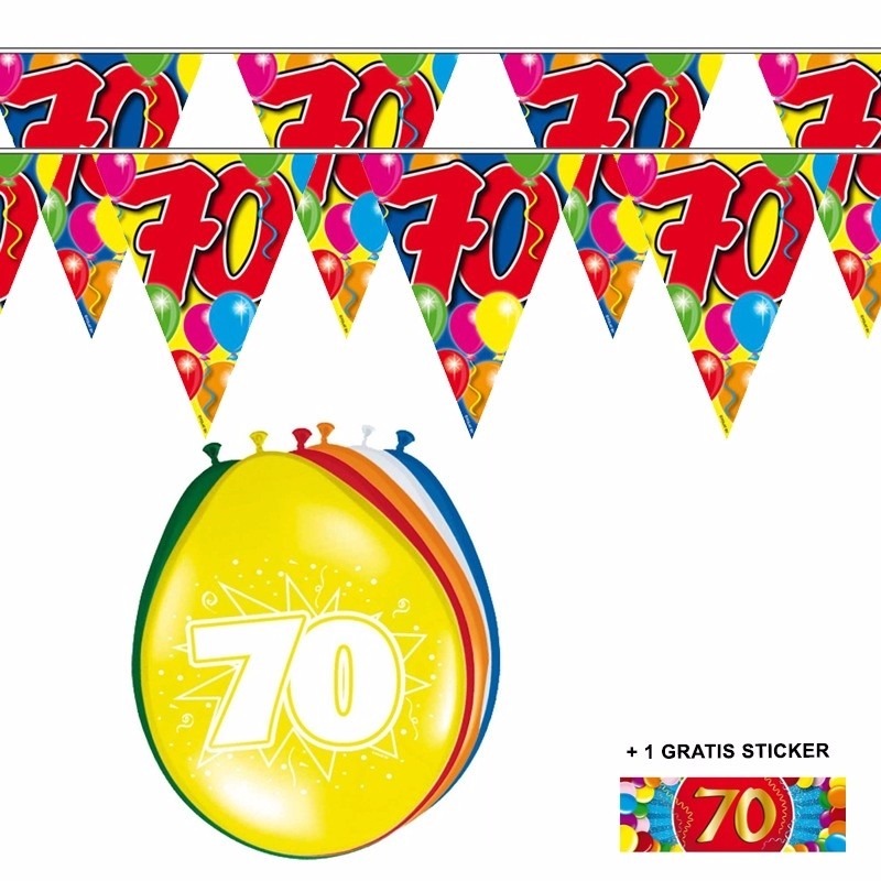 2x 70 jaar vlaggenlijn + ballonnen