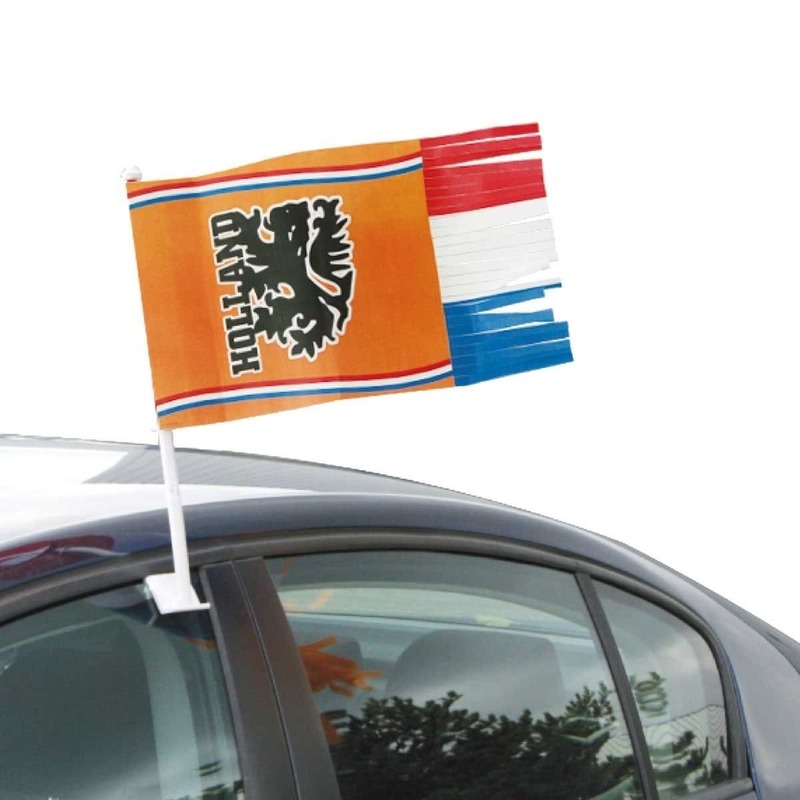 2x Oranje Holland autovlag voetbal supporter 30x35 cm