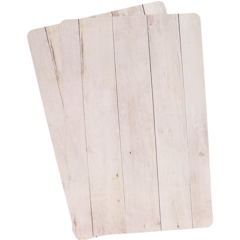 2x Placemats beige hout print 44 cm