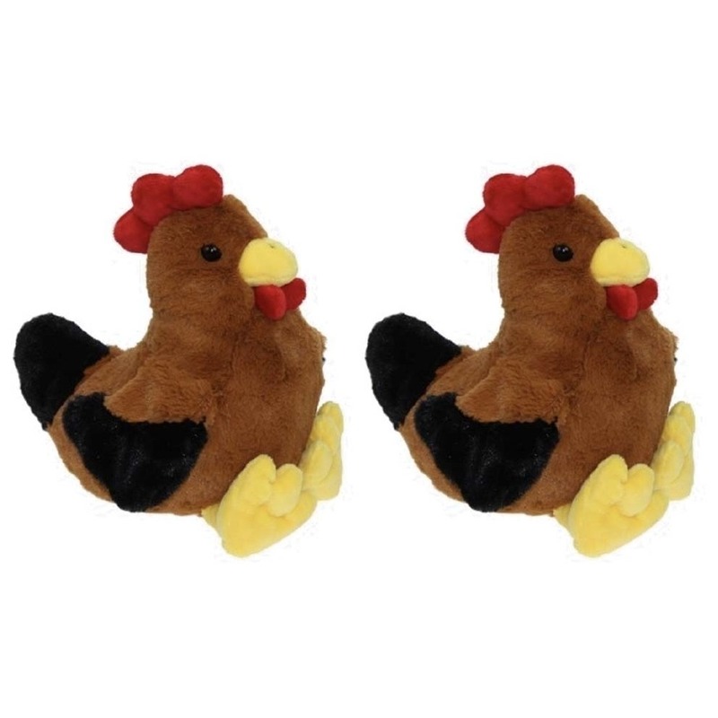 2x Pluche kippen/hanen knuffels 25 cm speelgoed
