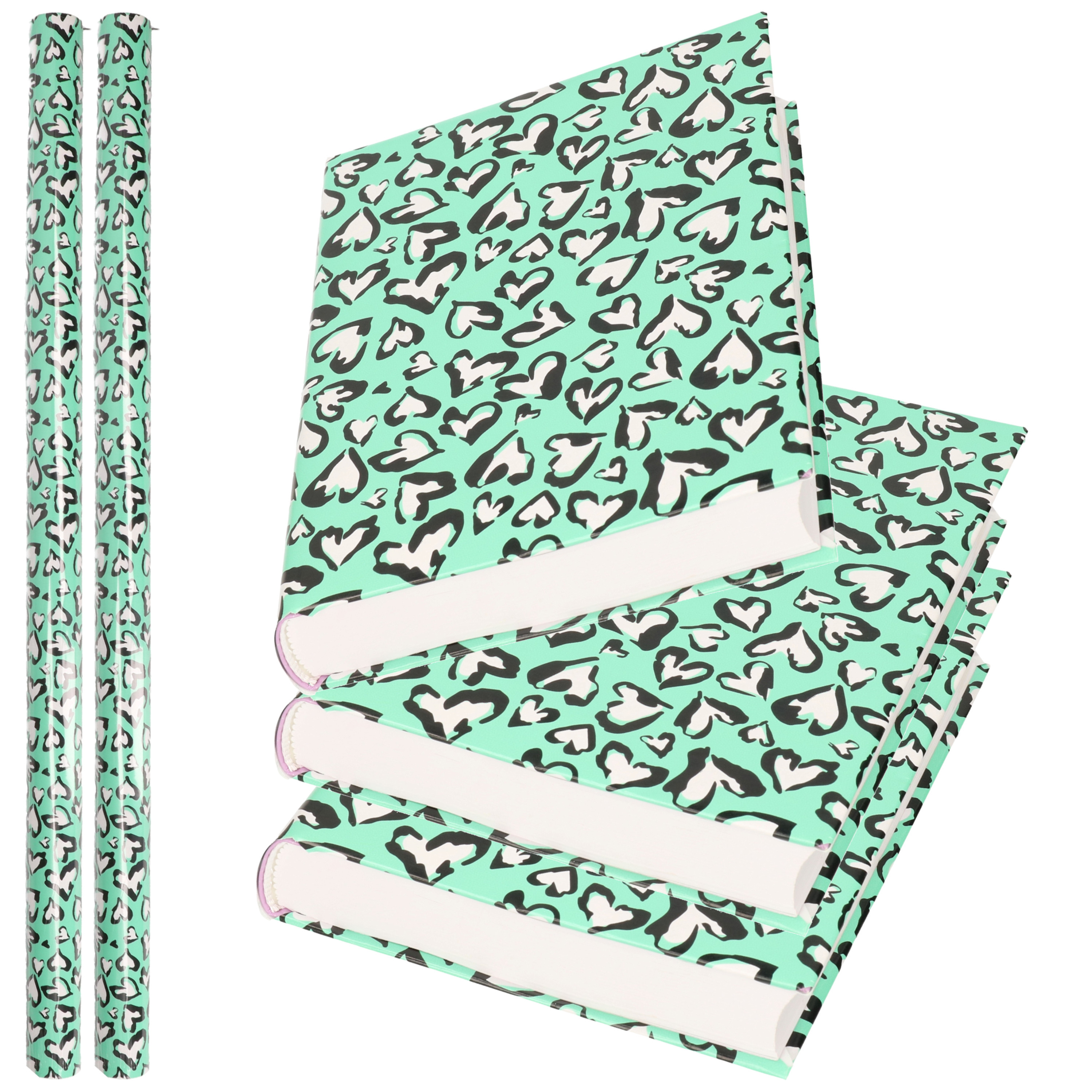 2x Rollen kadopapier - schoolboeken kaftpapier Noah groen 200 x 70 cm