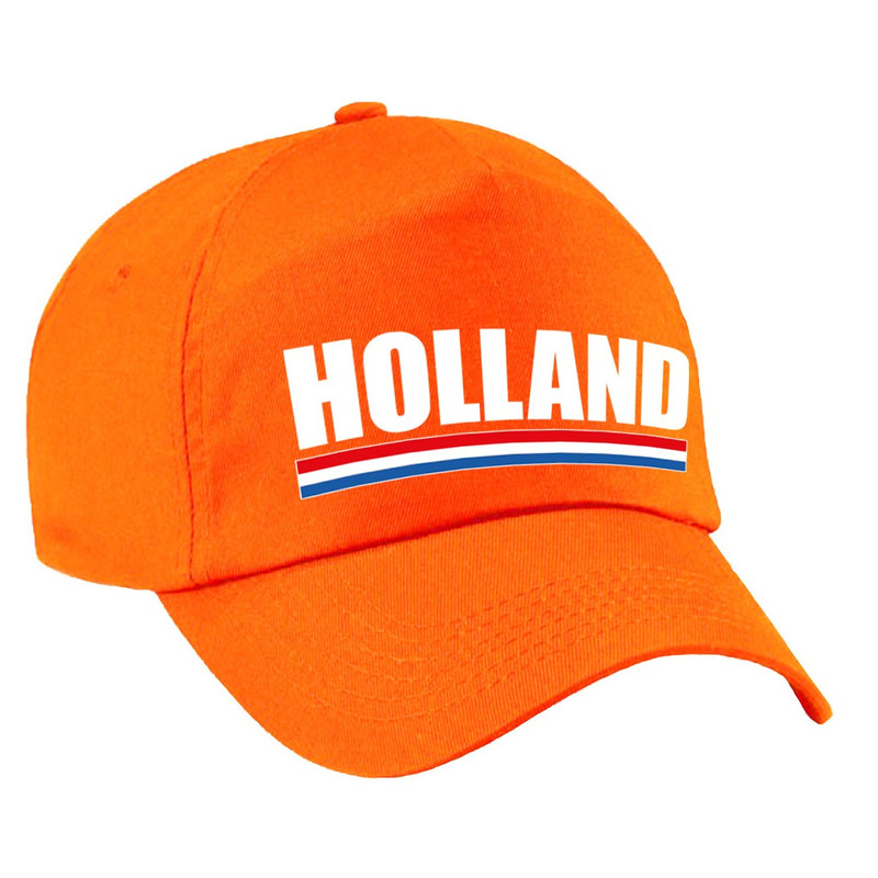 2x stuks holland supporter pet - cap Nederland oranje kinderen
