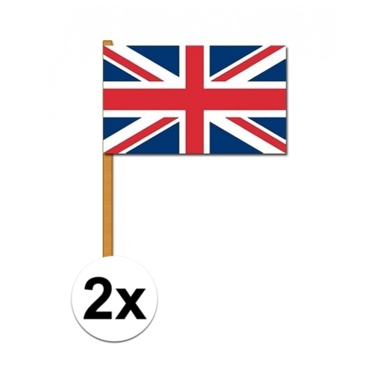 2x stuks Luxe zwaaivlaggen Engeland