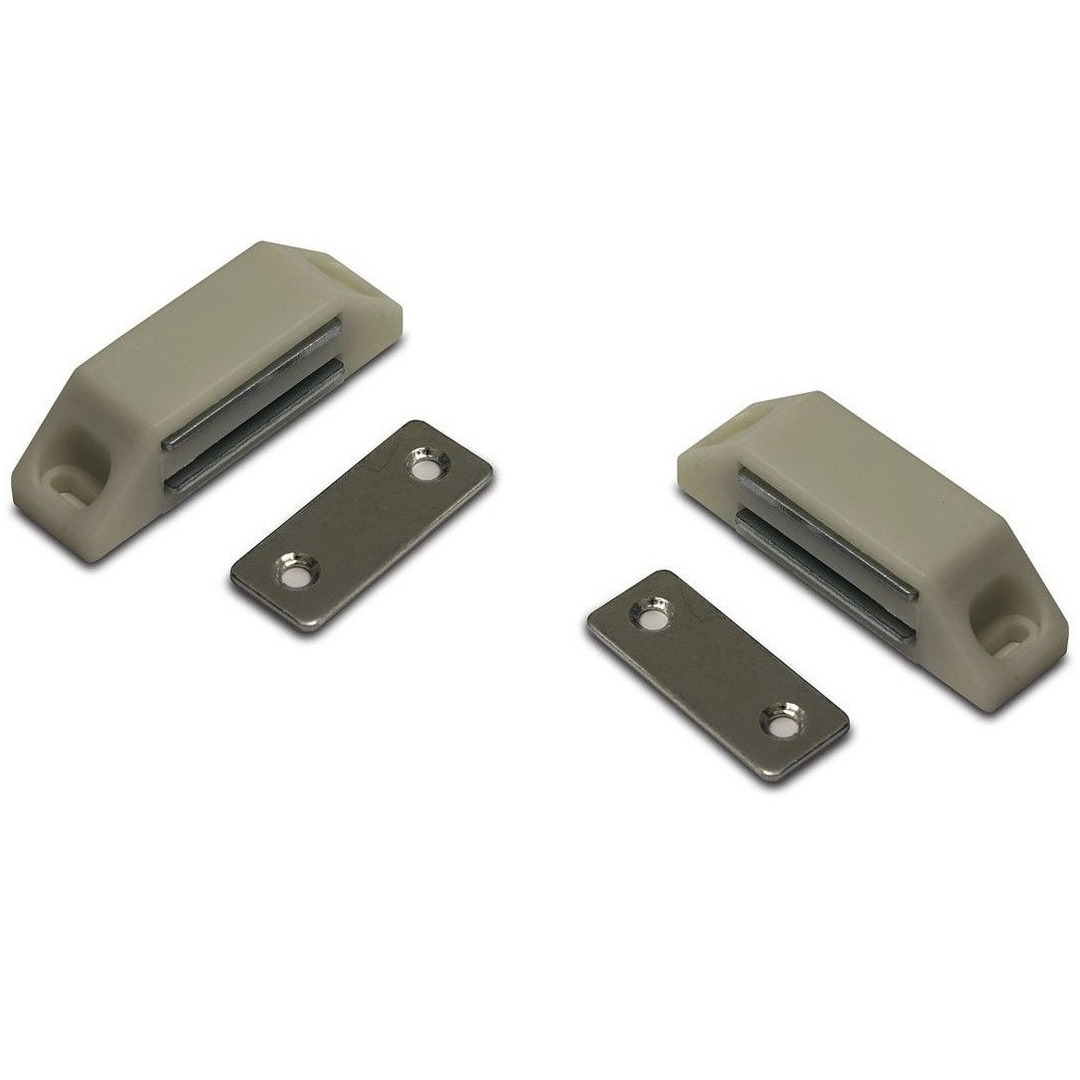 2x stuks magneetsnapper-magneetsnappers met metalen sluitplaat wit 6 x 3,8 x 1,6 cm