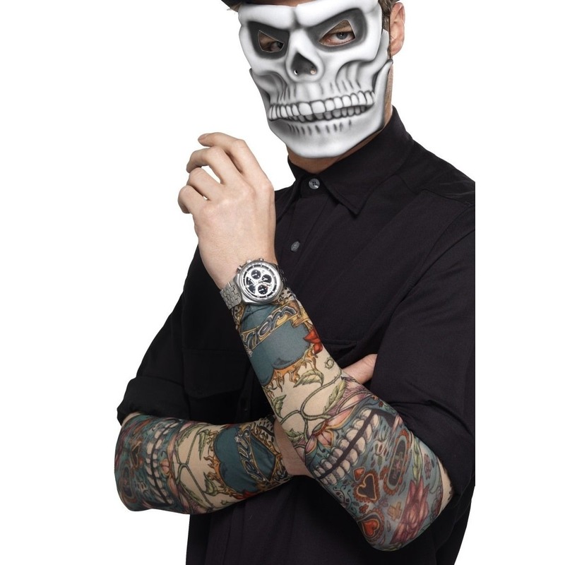 2x Tattoo sleeves Day of the Dead voor volwassenen