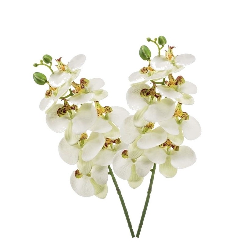 2x Witte Phaleanopsis-vlinderorchidee kunstbloemen 70 cm