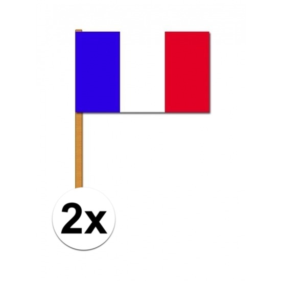2x Zwaaivlaggetjes Frankrijk