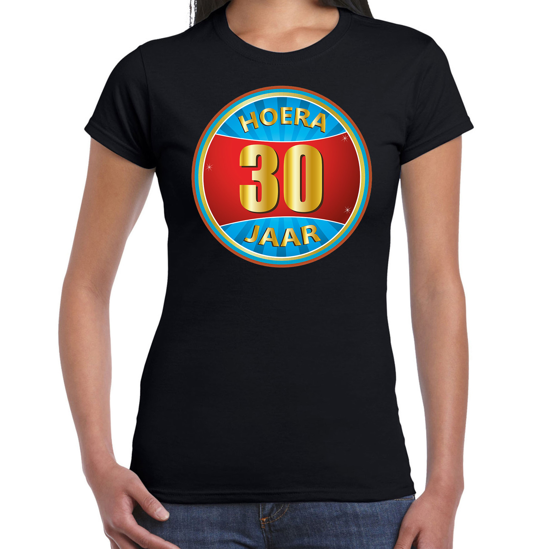 30e verjaardag cadeau t-shirt hoera 30 jaar zwart voor dames