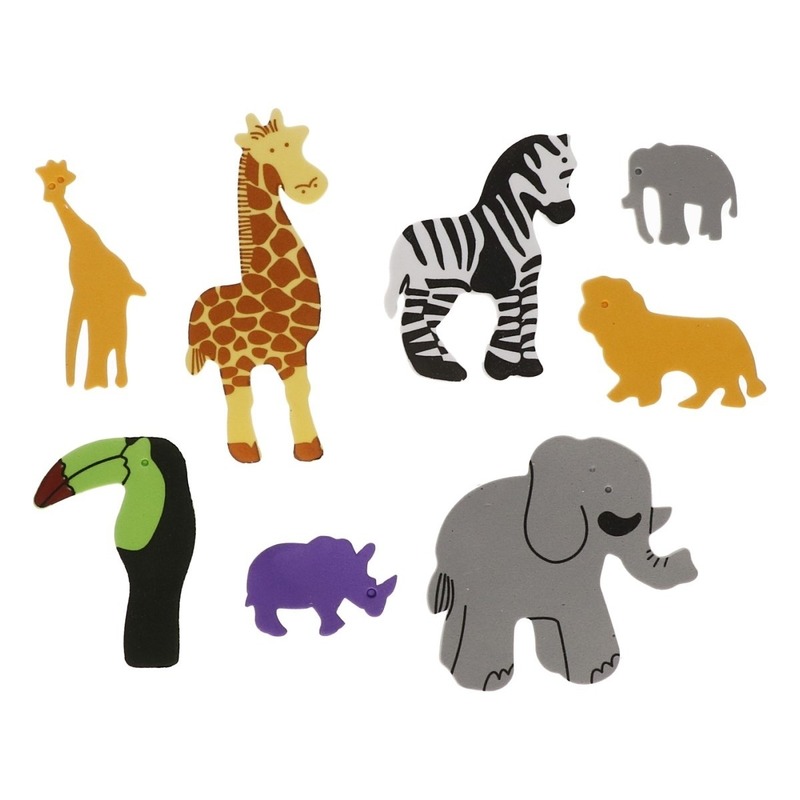 32x Foam safari dieren knutsel materiaal voor kinderen 3-7 cm per dier