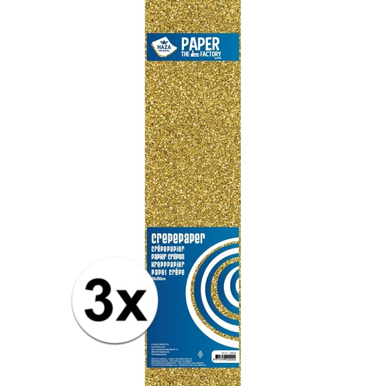 3x Crepe alu papier glitter goud 150 x 50 cm knutsel materiaal