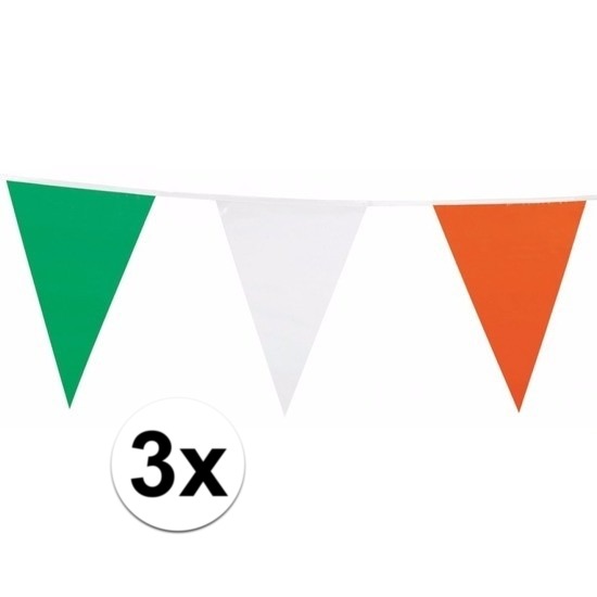 3x Ierland versiering vlaggenlijn 7 m