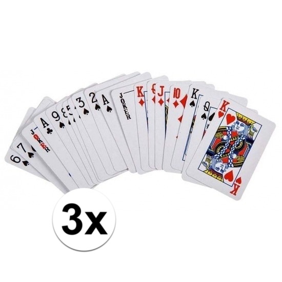 3x stuks mini kaartspellen 6 cm