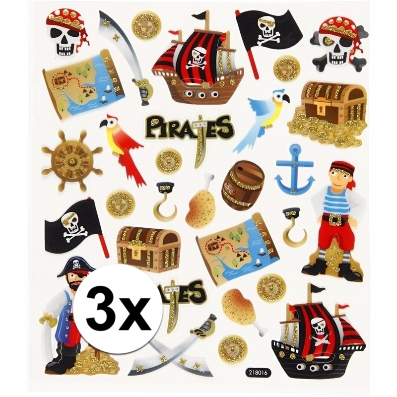 3x velletjes Kinder agenda stickers piraten