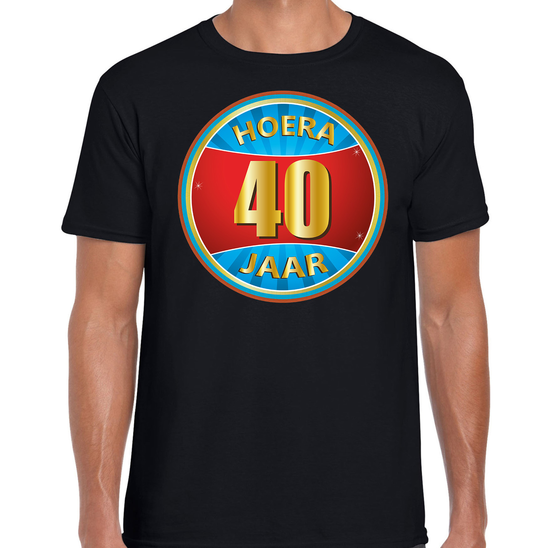 40e verjaardag cadeau t-shirt hoera 40 jaar zwart voor heren