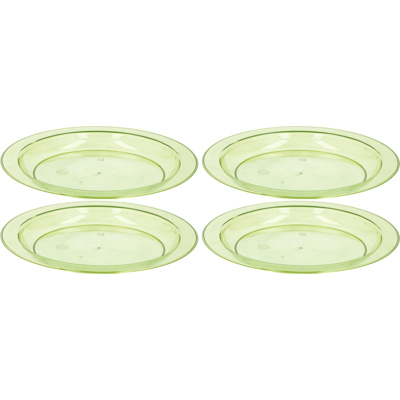 4x Groene plastic borden-bordjes 20 cm