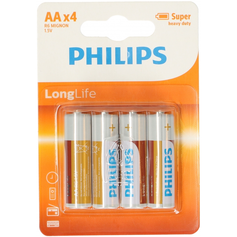 4x Philips AA batterijen