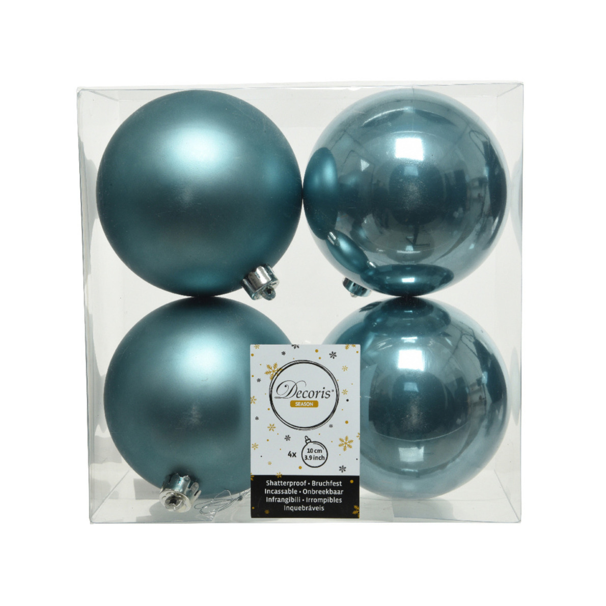 4x stuks kunststof kerstballen ijsblauw (blue dawn) 10 cm glans-mat