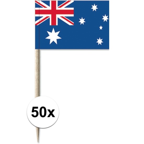 50x Cocktailprikkers Australie 8 cm vlaggetje landen decoratie