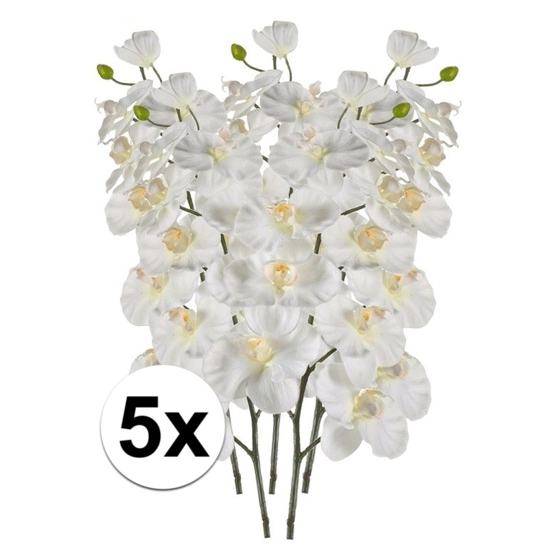 5x Kunstbloem Orchidee wit